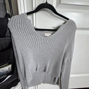 Pacsun La Hearts Gray V-Neck Ribbed Sweater